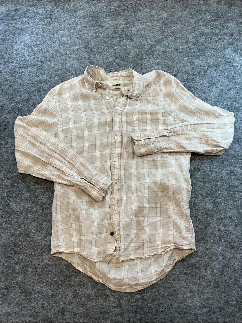 Taylor Stitch Beige Plaid Button-Down Shirt Size 40